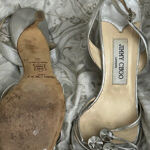 Jimmy Choo Silver Sandals with Elegant Metallic Finish